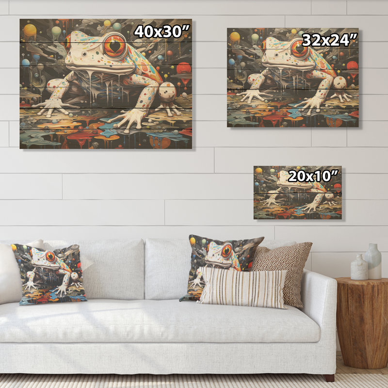 Minimalisme, crapauds grenouilles - grenouilles et crapauds, art mural sur bois de pin naturel, H 10 po x l 20 po