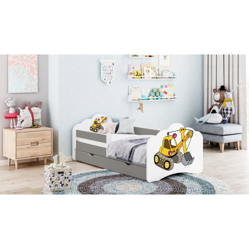 Rio Cot Bed / Toddler Bed Frame with Drawers, Dark Grey, 65 x 80 x 160cm