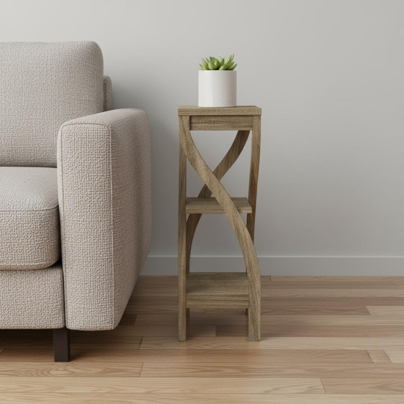 Table de bout carrée en bois taupe profond 32 po avec deux tablettes Gracie Mills