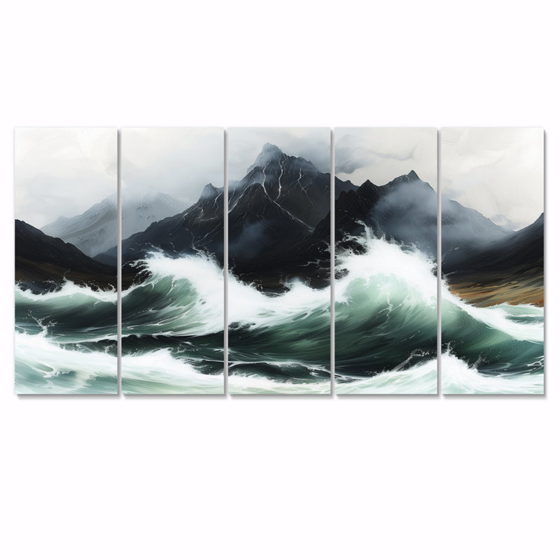 «Stormy Seas Mountain Landscape I», ensemble d'art mural sur toile, H 28 po x l 60 po