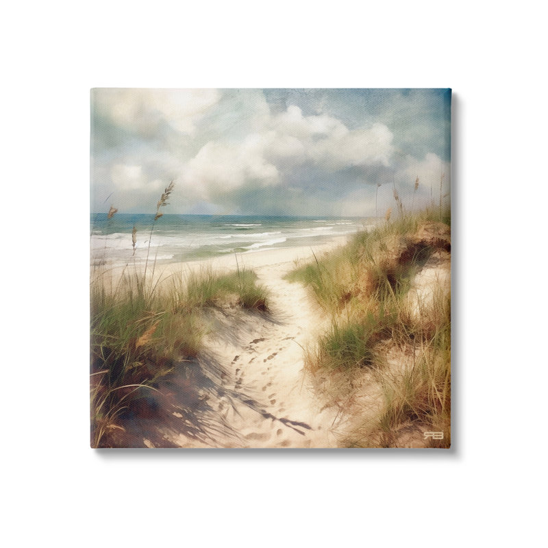 «Sandy Footprints Beach Path» par RB, H 17 po x l 17 po x P 1,5 po