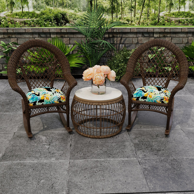 Contoured Outdoor Wicker Seat Cushion, Beachcrest Caviar