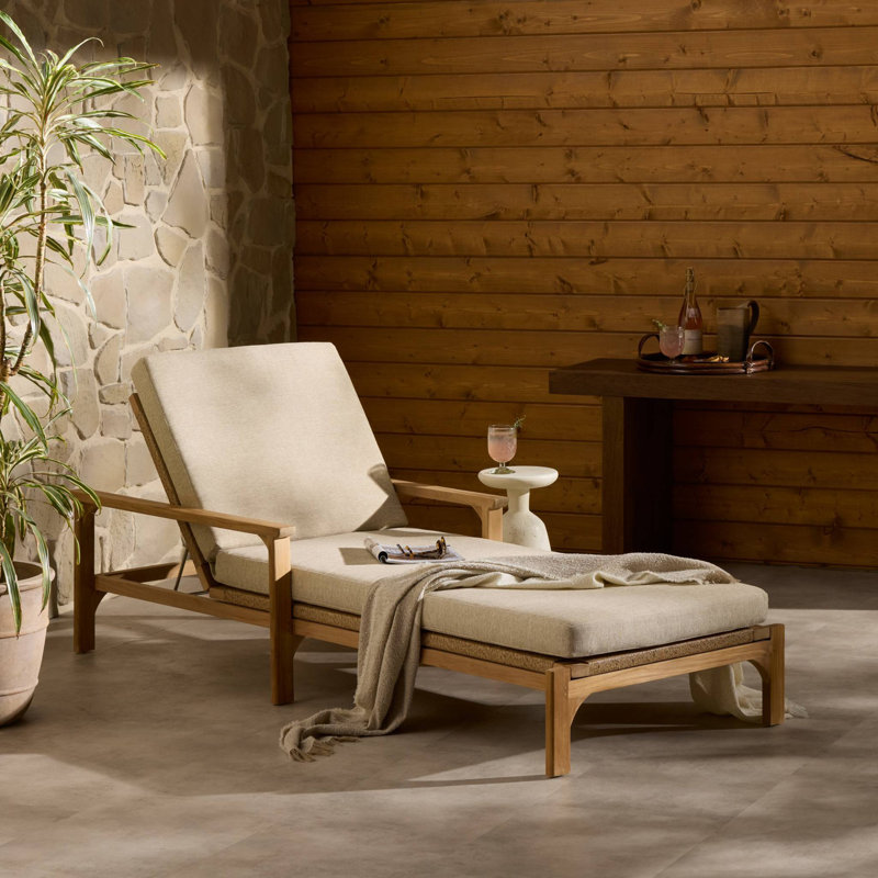 Topeka Outdoor Teak Chaise Lounge