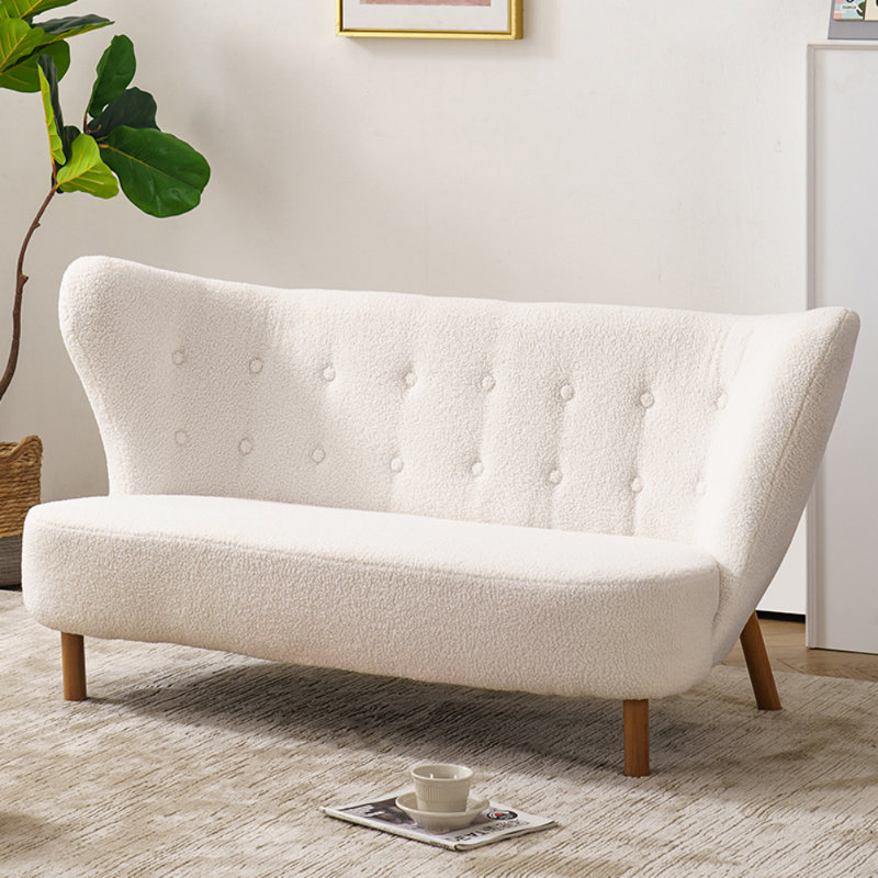 Modern Simple Creative Sofa, Brown, Off-White Sherpa