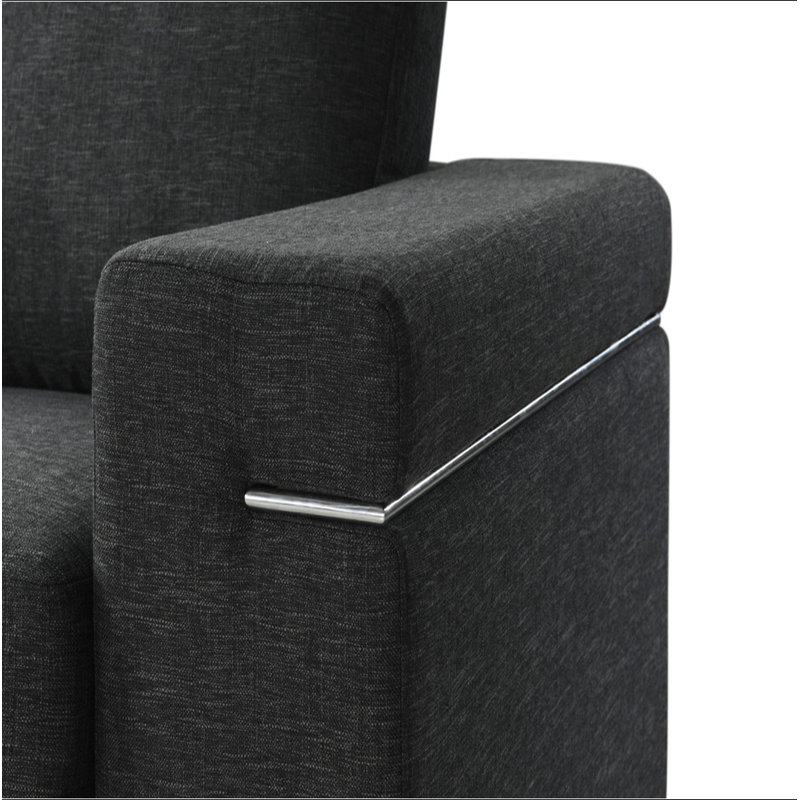 Chaise avec accoudoirs en lin, Lin noir