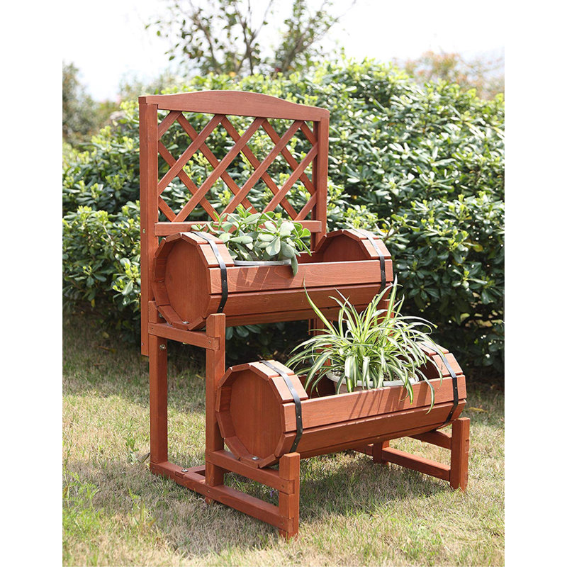 Phipps Wood Barrel Planter, Natural Wood
