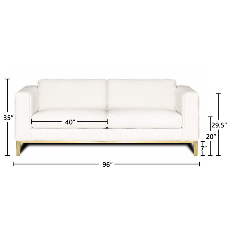 Tobi Leather Sofa, Snowflake (Soft Touch), Satin Brass