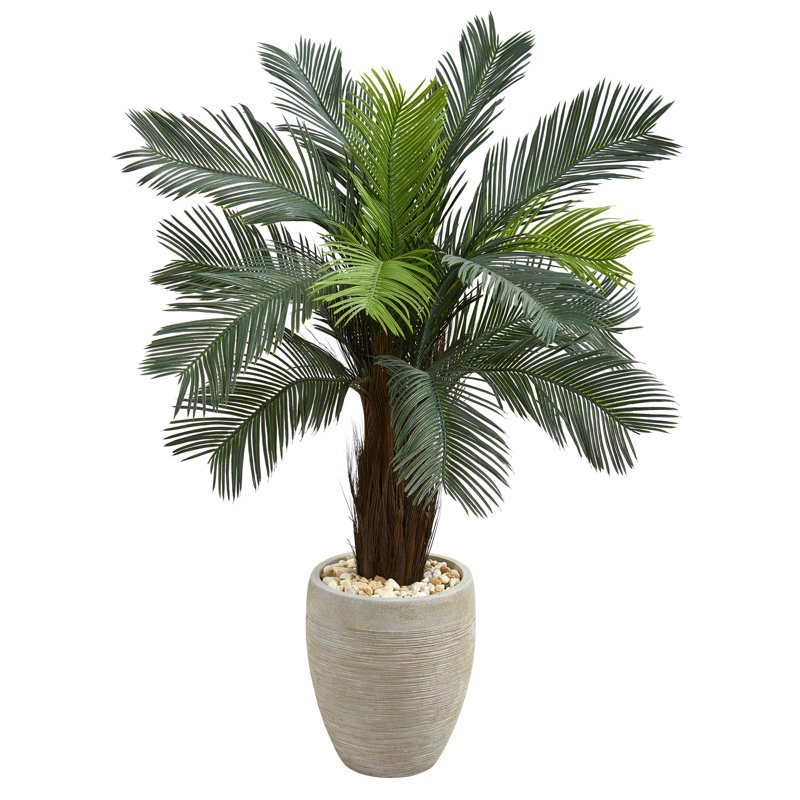 4,5 pi Arbre artificiel Cycas en pot ovale résistant aux rayons UV (intérieur / extérieur)