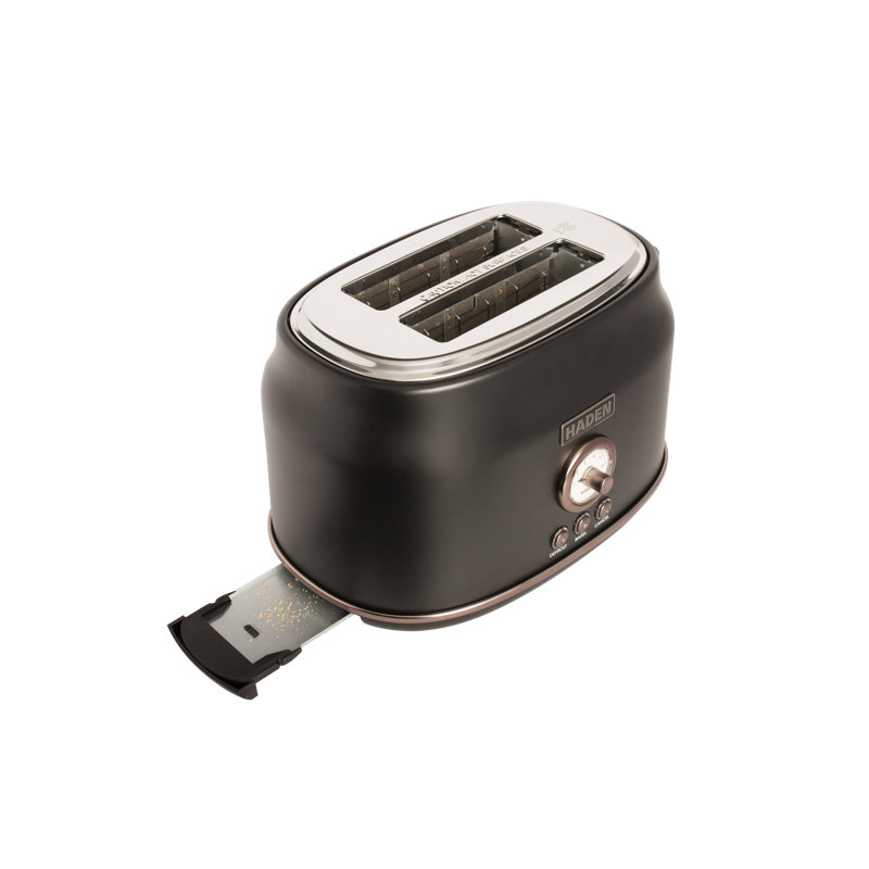 HADEN Dorset 2-Slice Wide-Slot Toaster, Black / Pewter