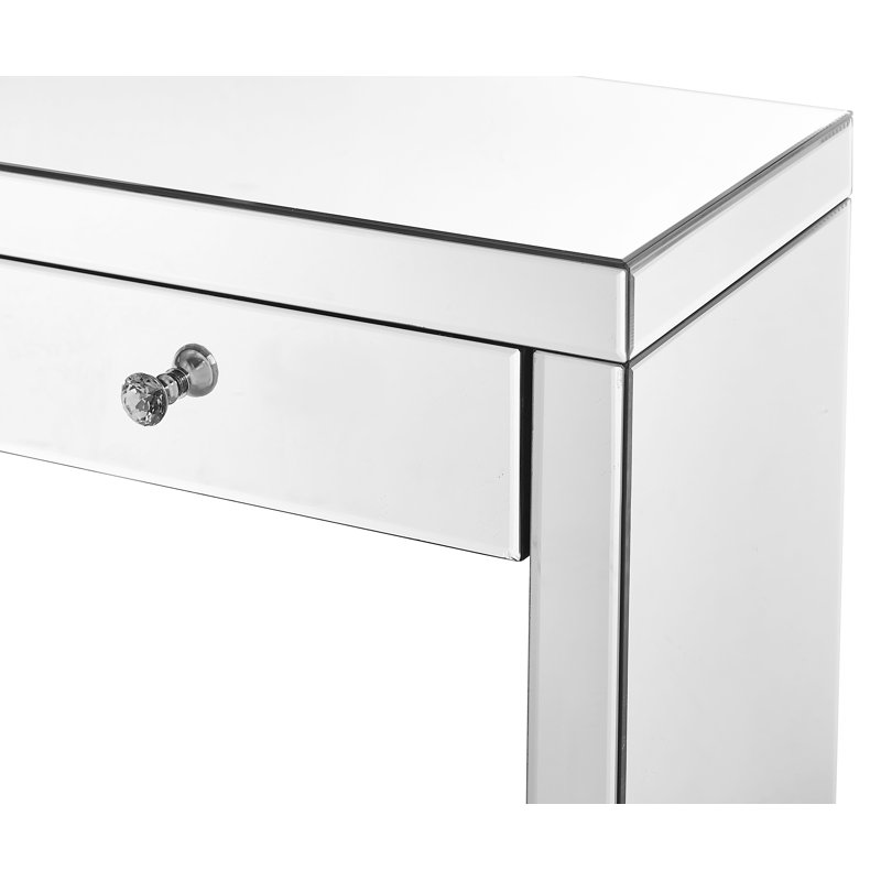 Caila Mirrored 2-Drawer Vanity with Solid Wood Legs