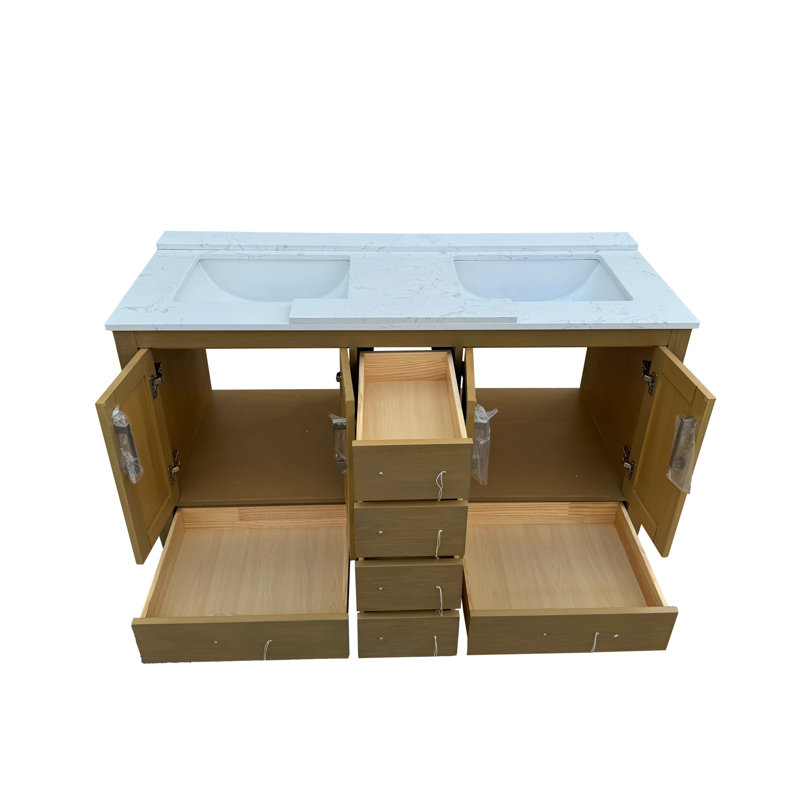 Ensemble de meuble-lavabo et meuble-lavabo spacieux en chêne, rangement de salle de bain moderne