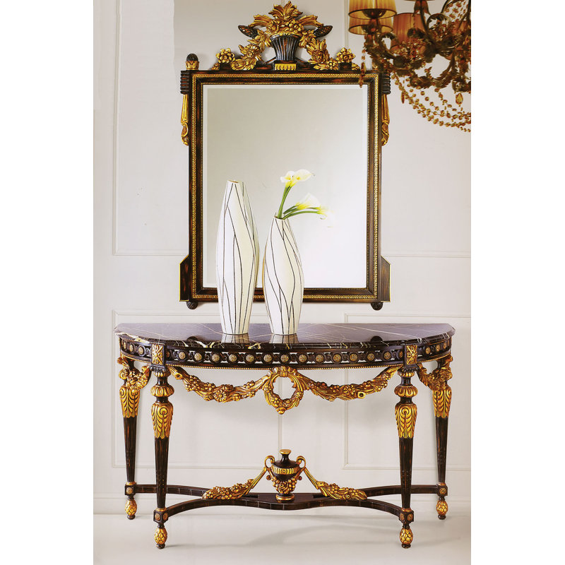 Console Table, Black/Black Saint Laurent, 34" H x 59" W x 20" D