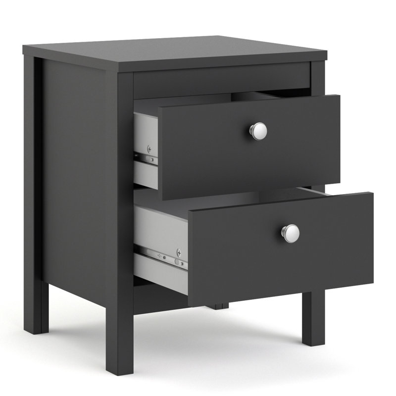 Cynsere 43.6cm W Manufactured Wood Bedside Table, Black