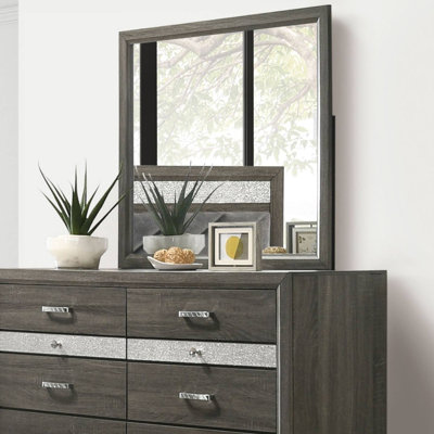 Miroir contemporain l 39,4 po, gris