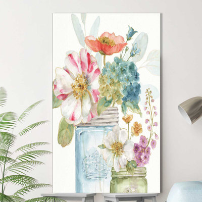 «Rainbow Seeds Flowers IX», reproduction de peinture à l'aquarelle sur toile
