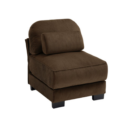 Canapé sans accoudoirs en velours côtelé avec 1 coussin