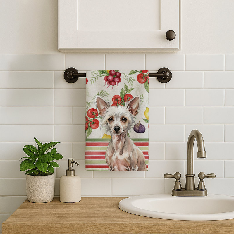 Hairless Chinese Crested Vegetables Kitchen Towel, Hairless Chinese Crested