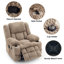 Fauteuil inclinable à bascule pivotant de 41,3 po de largeur avec massage, porte-gobelet double et poche latérale-807703172