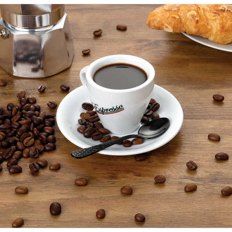Ensemble de 6 cuillères à espresso texturées de 4,5 pouces Lorren Home Trends, Noir, noir, noir, noir