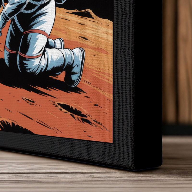 Work the Night Shift on Mars Retro - Wrapped Canvas, 18x12 - 45.7 x 30.5 cm, Black Border