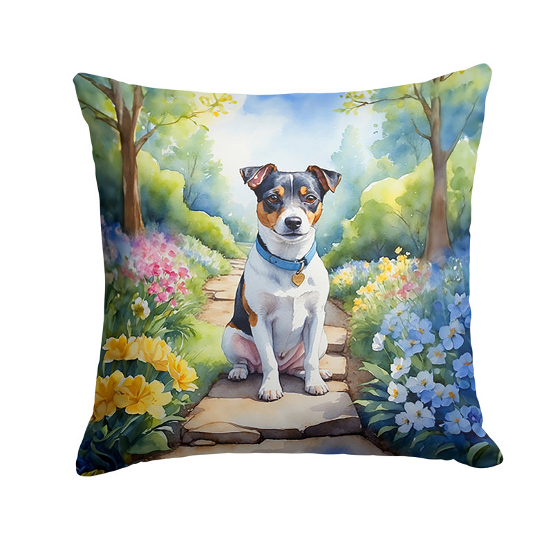 Spring Path Other/No Pattern Outdoor Throw Pillow, 14"H x 14"W, Jack Russell Terrier