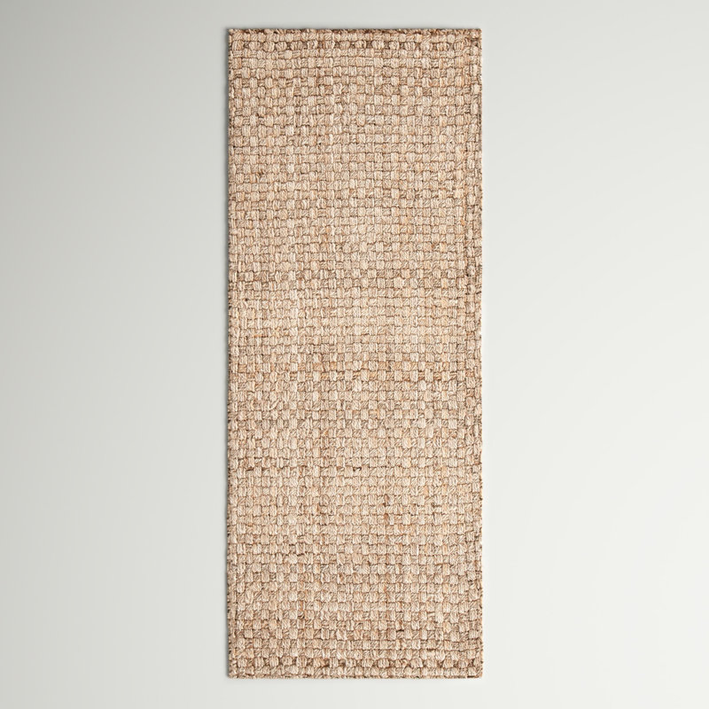 Tapis en jute tissé à la main Amontay, Tapis de couloir 2 pi 3 po x 6 pi