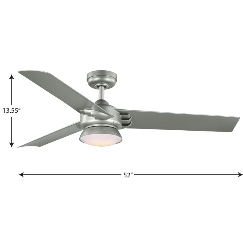 Edwidge 52'' Ceiling Fan with LED Lights, Painted Nickel