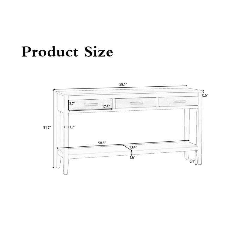3-drawer Console Table, Gray