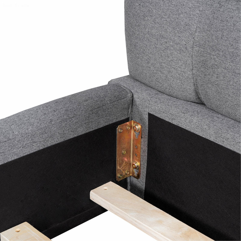 Cadre de lit moderne pour chambre à coucher, chambre d'amis, lit plateforme tapissier 1Pc, Gris