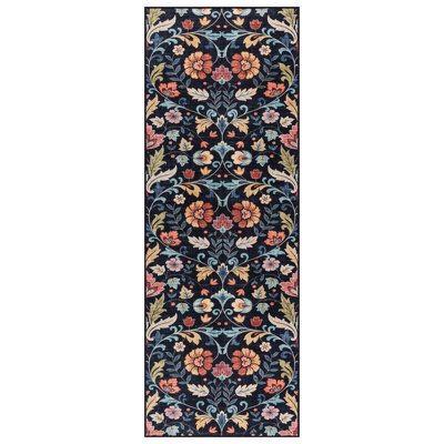 Rayna Verner Black Multi Machine Washable Bright Floral Indoor Area Rug, Flat Pile for Living Room & Bedroom - 3x4 2PK