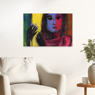 Contemporary Art Abstract Colorful Dramatic Portrait Wall Art by Janel Bragg - Wrapped Canvas Print