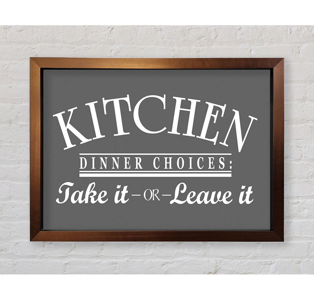 Zeba Kitchen Quote Dinner Choices Pink Gerahmter Druck Wandkunst