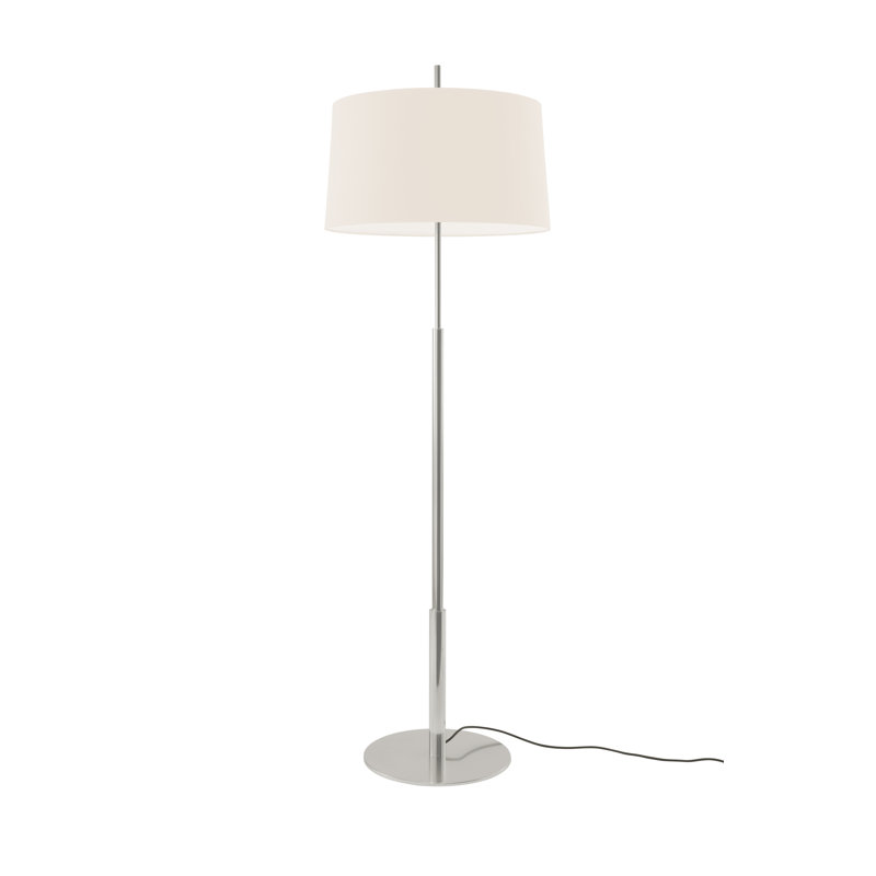 72" Traditional Floor Lamp, White, Satin Nickel