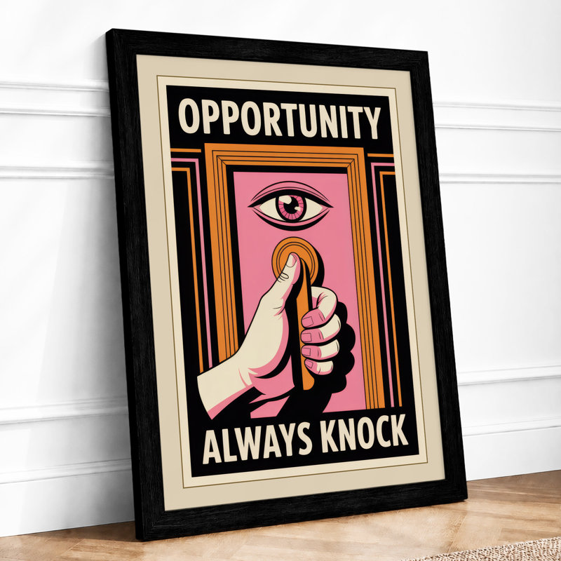 Always Knock Art Deco - Framed Print, A2 - 59.4 x 42.0 cm, Black