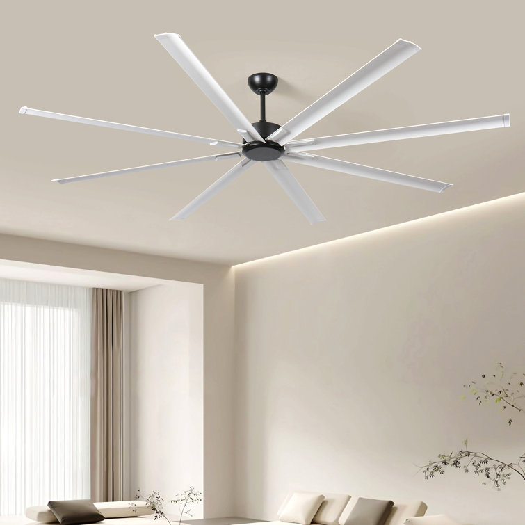 96"  Ceiling Fan With Light And Remote Control, 6-Speed Noiseless Reversible Dc Motor, 8 Durable Aluminum Double-Layer Blades Large Ceiling Fan