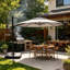 Parasol extérieur octogonal 12 x 11 pi avec construction robuste à 8 nervures et une base lestée dédiée.