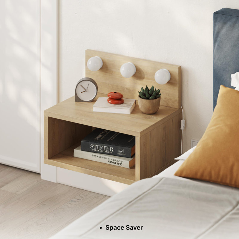 40cm W Manufactured Wood Bedside Table, Oak