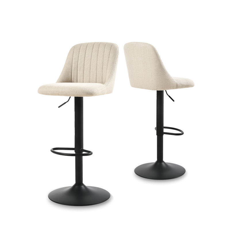 Swivel Upholstered Bar Stool, Beige / Black
