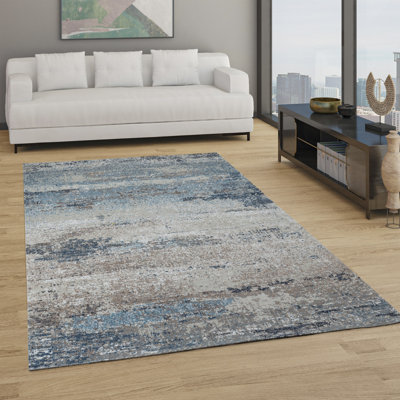 Geneve Collection Blue Abstract Area Rug, 5'3 X 7'6