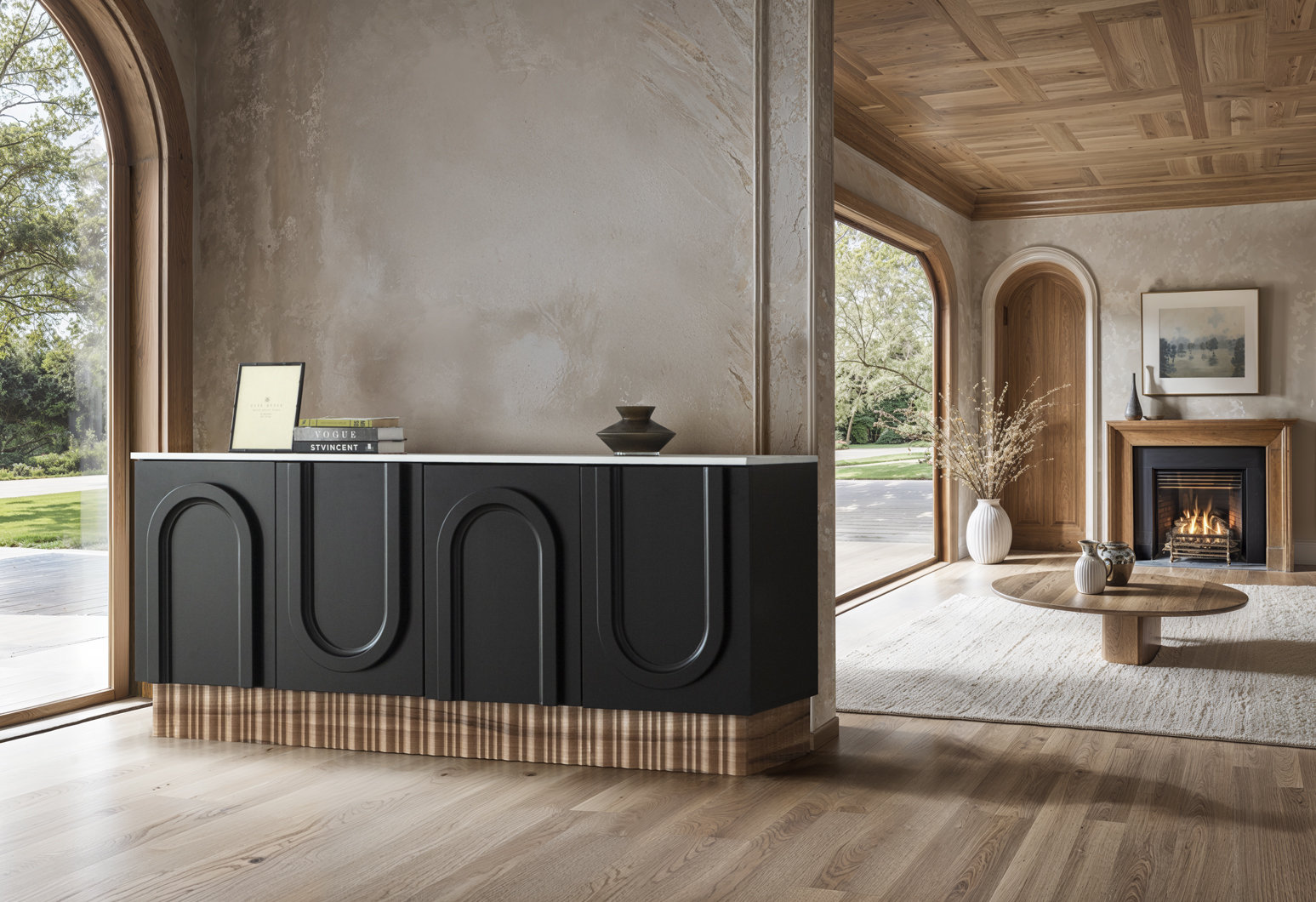 Statement Sideboard Everly Quinn Manolya 4-Door Sideboard with Dimensional Door Design ...