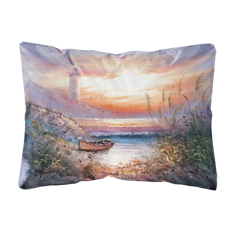  Coussin décoratif intérieur / extérieur en tissu Phare avec bateau