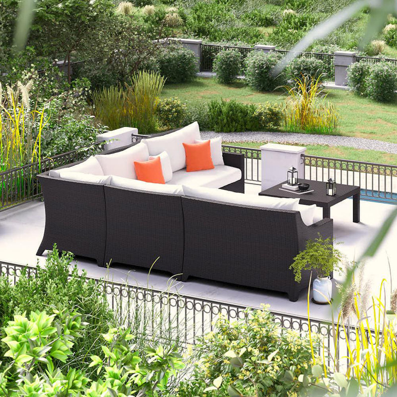 Deco 6 Piece Setting Group with Cushions, Cast Coral Sunbrella® Plainweave