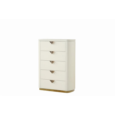 Commode à 5 tiroirs de style moderne avec miroir ouvert, commode de rangement pour la chambre