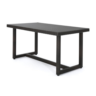 Sanie Outdoor Dining Table, 59 Inch Top, Iron Frame, Brown