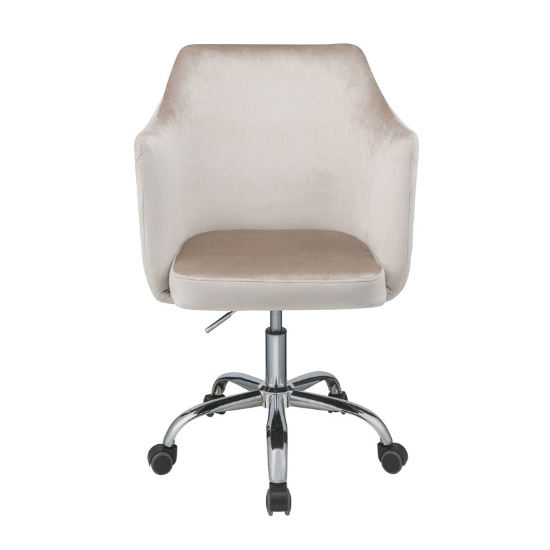 Chaise de bureau pivotante champagne et chrome