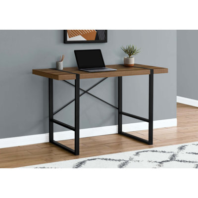 Bureau d'ordinateur, bureau personnel, ordinateur portable, travail, métal, contemporain, moderne
