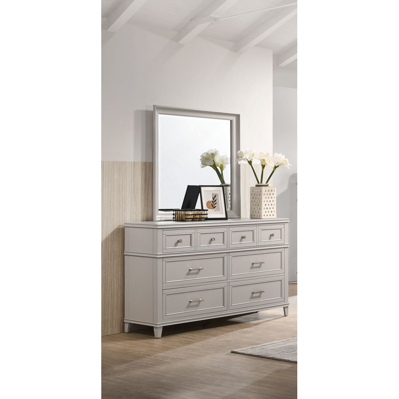 Commode horizontale en bois manufacturé avec 6 tiroirs, Gris