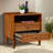 Ingraham 23.6" W Mid-Century Modern Solid Wood Cane 2-Drawer Nightstand & Open Shelf