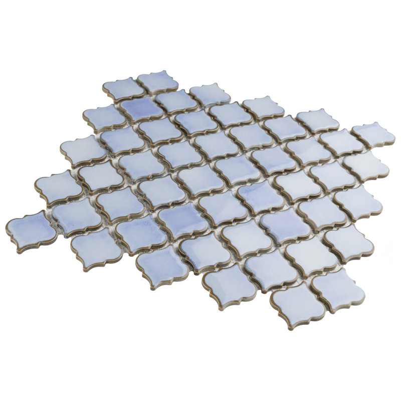 Carreau de mosaïque en porcelaine pour mur et plancher de 2 po x 2 po Hudson Tangier, Bleu givré