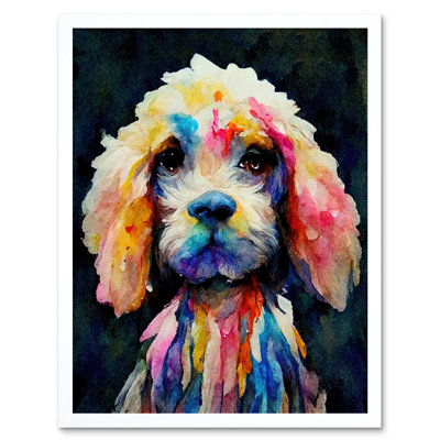 Abstract Colourful Dog Spaniel Cavapoo Cockapoo 1 Piece Wall Art